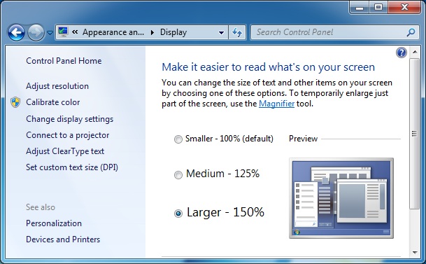 DPI Control Panel Applet