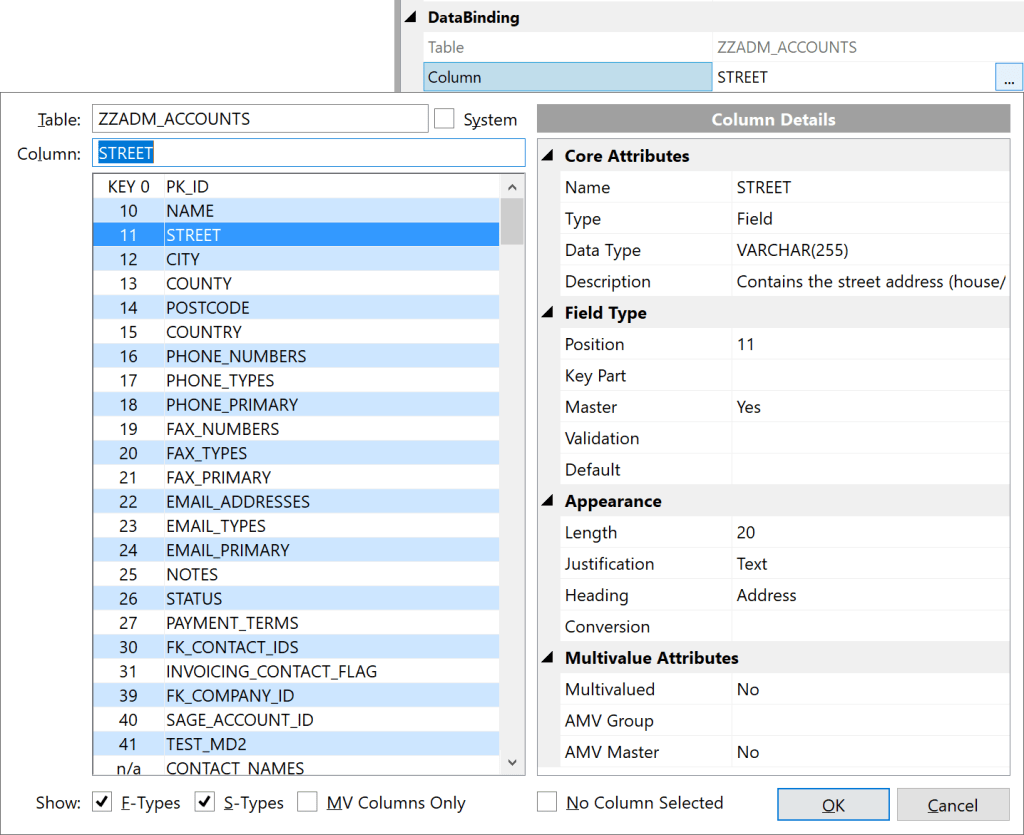 Updated Form Designer Databinding dialog