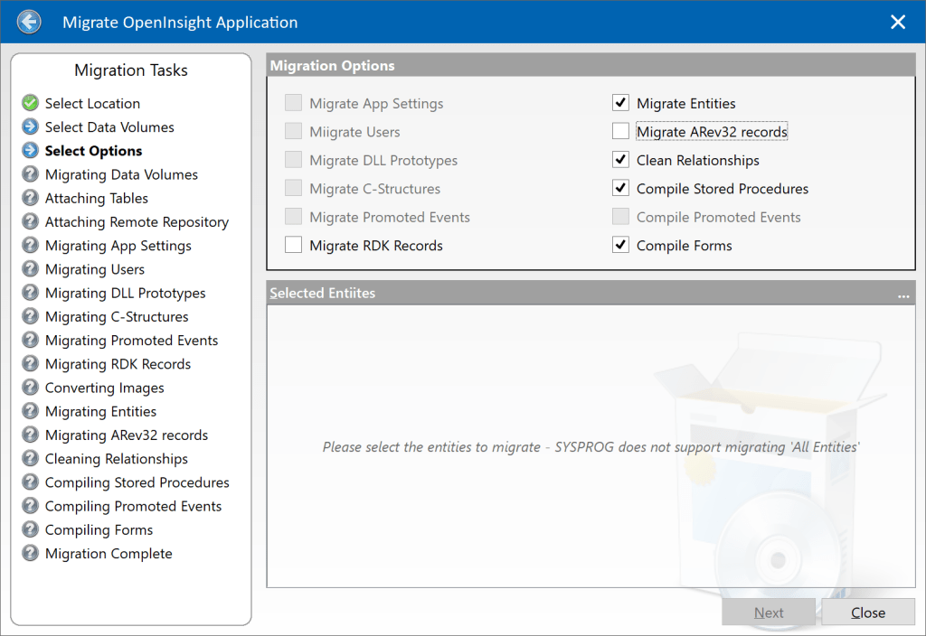 Migrating SYSPROG options