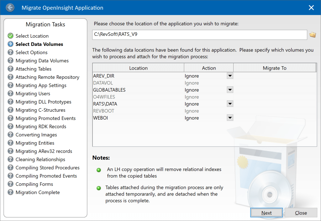 Migration Tool Start Page